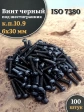 Винт чёрный 6х30 ISO 7380 под шестигранник к.п.10.9, 100 шт.