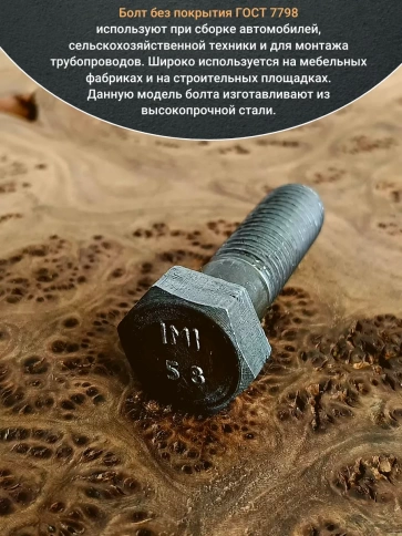 Болт без покрытия 14х45 мм ГОСТ 7798, 10 шт. фото 5