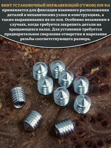 Винт установочный нержавеющий 5х6 DIN914 (гужон), 50 шт. фото 4