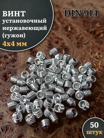 Винт установочный нержавеющий 4х4 DIN914 (гужон), 50 шт. фото 1