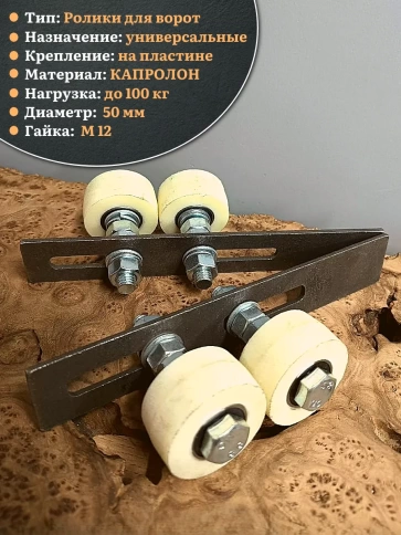 Комплект поддерж. роликов капролон на пластине, d 50мм, 2шт фото 3