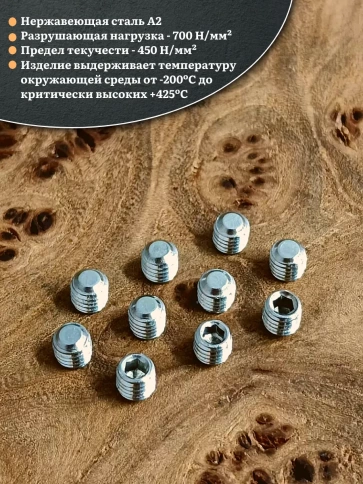 Винт установочный нержавеющий 3х4 DIN913 (гужон), 50 шт. фото 3