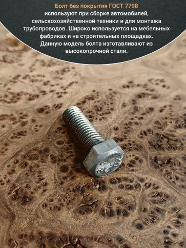 Болт без покрытия 10х25 мм ГОСТ 7798, 10 шт. фото 5