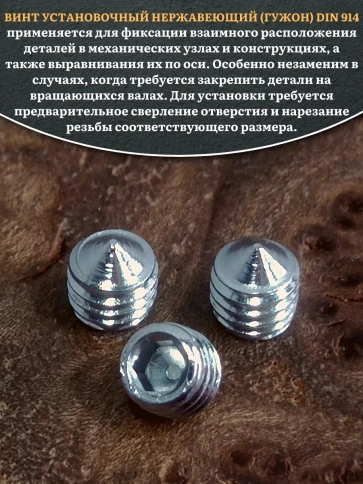 Винт установочный нержавеющий 5х5 DIN914 (гужон), 10 шт. фото 4