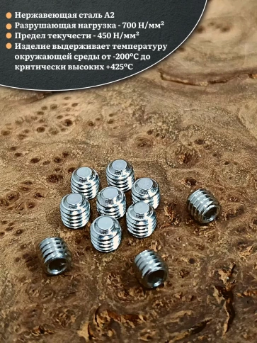 Винт установочный нержавеющий 3х3 DIN913 (гужон), 50 шт. фото 3