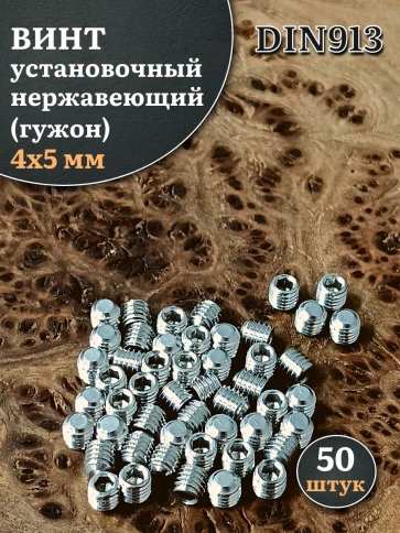 Винт установочный нержавеющий 4х5 DIN913 (гужон), 50 шт. фото 1