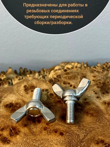 Винт-барашек М4х10 мм , нержавеющая сталь DIN 316 (2 шт.) фото 4