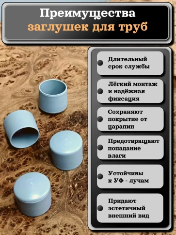 Заглушка для труб наружная круглая d 22 мм серая, 10 шт фото 2