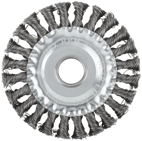 Корщетка дисковая прямая, посадочн.д.22,2мм, стальная витая проволока, 180 мм фото 2