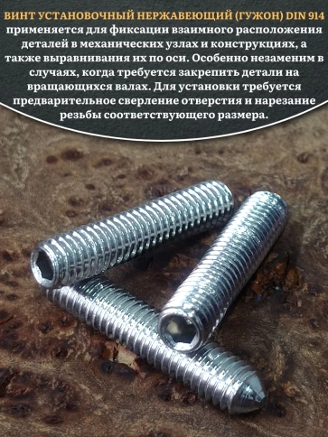 Винт установочный нержавеющий 6х30 DIN914 (гужон), 10 шт. фото 4