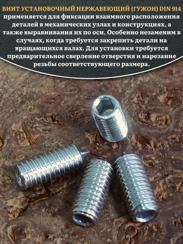 Винт установочный нержавеющий 4х8 DIN914 (гужон), 50 шт. фото 4
