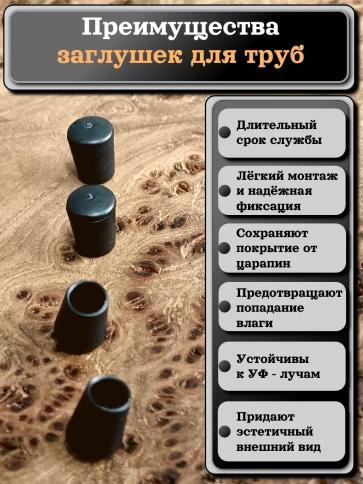 Заглушка для труб наружная круглая d 4 мм черная, 50 шт фото 3