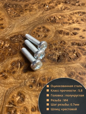 Винт с полукруглой головкой 4х10 ОЦ DIN7985 ,  100 шт. фото 3