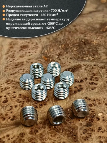 Винт установочный нержавеющий 12х10 DIN913 (гужон), 50 шт. фото 3