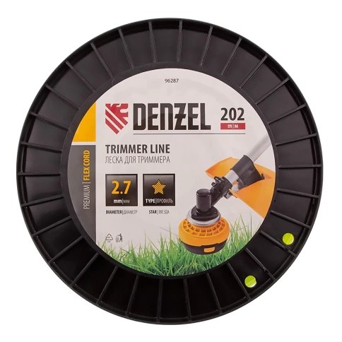 Леска для триммера звезда 2,7мм DIN катушка FLEX CORD Denzel фото 1