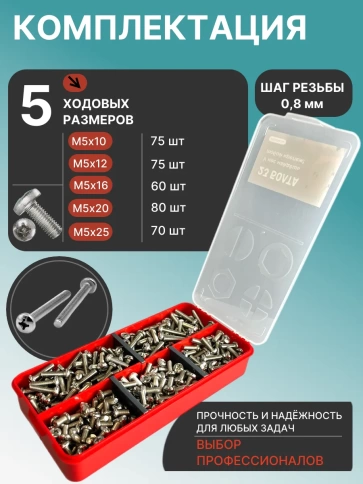 Винты нержавеющие М5 DIN7985 РН в органайзере НАБОР 2 фото 2