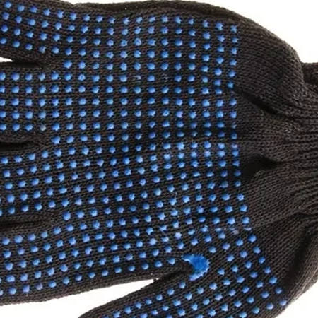 Перчатки трикотажные DGC016K черные с ПВХ точкой, 65 гр., 7,5 класс вязки фото 2