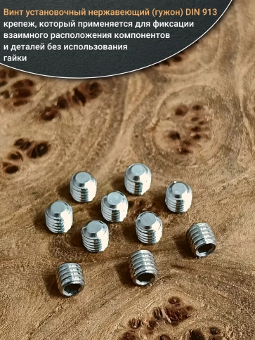 Винт установочный нержавеющий 6х5 DIN913 (гужон), 10 шт. фото 4