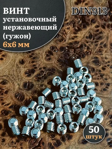 Винт установочный нержавеющий 6х6 DIN913 (гужон), 50 шт. фото 1