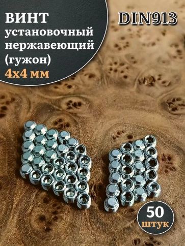 Винт установочный нержавеющий 4х4 DIN913 (гужон), 50 шт. фото 1