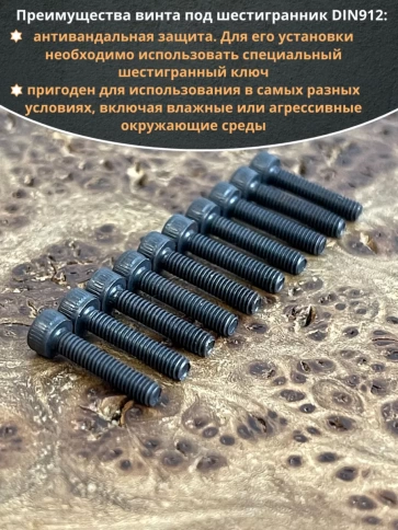 Винт высокопрочный М2,5х10 мм к.п.12.9 черный DIN912, 20 шт. фото 5