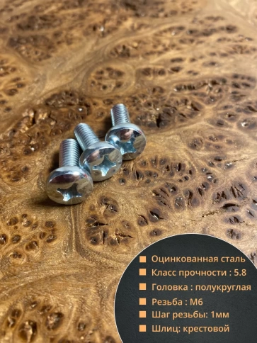 Винт с полукруглой головкой 6х14 ОЦ DIN7985, 50 шт. фото 3