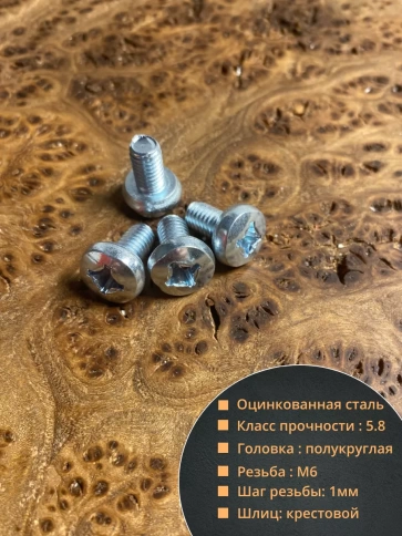 Винт с полукруглой головкой 6х10 ОЦ DIN7985, 50 шт. фото 3