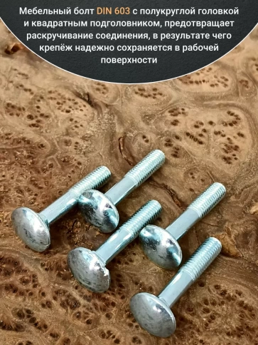 Болт мебельный 8х45 полукруглая головка ОЦ DIN 603,20 шт.  фото 4