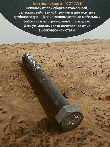 Болт без покрытия 12х120 мм ГОСТ 7798, 10 шт. фото 5