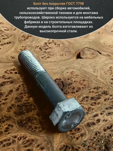 Болт без покрытия 12х55 мм ГОСТ 7798, 10 шт. фото 5
