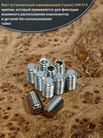 Винт установочный нержавеющий 8х10 DIN913 (гужон), 10 шт. фото 4