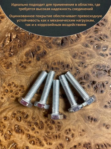 Болт высокопрочный оцинкованный М6х25 к.п.8.8 DIN933 (10 шт) фото 5