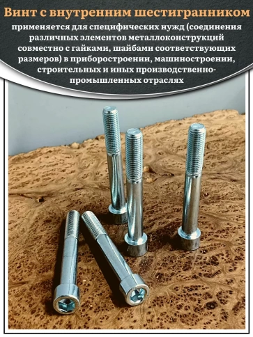 Винт под шестигранник НР 16х120 мм ОЦ к.п.8.8 DIN912, 10 шт. фото 5