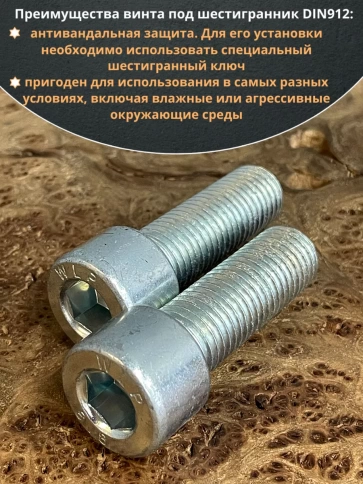 Винт под шестигранник ОЦ к.п.8.8 DIN912, 2 шт. фото 23