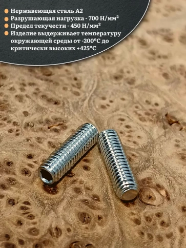 Винт установочный нержавеющий 6х16 DIN913 (гужон), 10 шт. фото 3