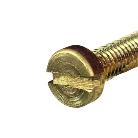 Винт с цилиндрической головкой и прямым шлицем 3х6 мм DIN 84, полная резьба, латунный фото 2
