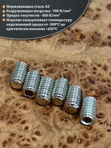 Винт установочный нержавеющий 3х6 DIN913 (гужон), 10 шт. фото 3