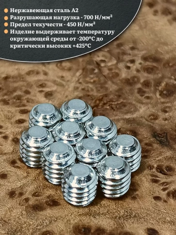 Винт установочный нержавеющий 4х4 DIN913 (гужон), 50 шт. фото 3