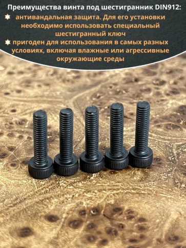 Винт высокопрочный М3х10 мм к.п.12.9 черный DIN912, 20 шт. фото 5