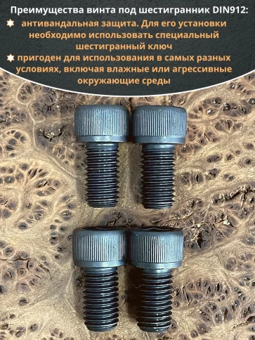 Винт высокопрочный М14х25 мм к.п.12.9 черный DIN912, 4 шт. фото 5