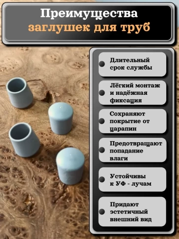 Заглушка для труб наружная круглая d 8 мм серая, 50 шт фото 2