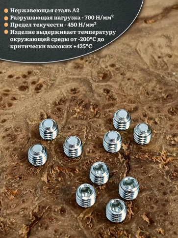 Винт установочный нержавеющий 5х5 DIN913 (гужон), 10 шт. фото 3