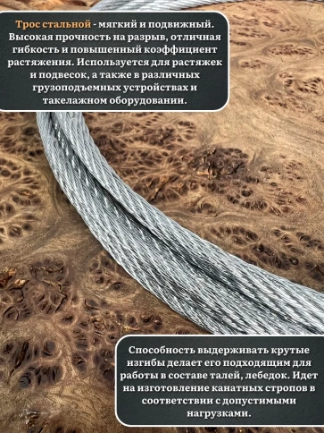 Трос стальной d1,5 ОЦ без оплетки, 40 метров фото 4