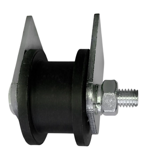 Ролик d50 мм ЧР2527 на пластинах под трубу 20*20, черный капролон фото 1