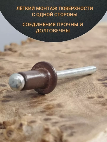 Заклепка вытяжная  3,2х8 алюминий RAL8017(коричневая),50 шт. фото 3