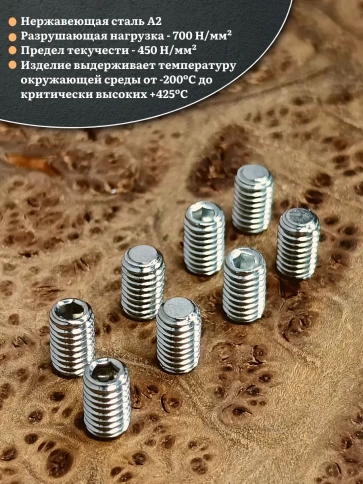Винт установочный нержавеющий 3х12 DIN913 (гужон), 10 шт. фото 3