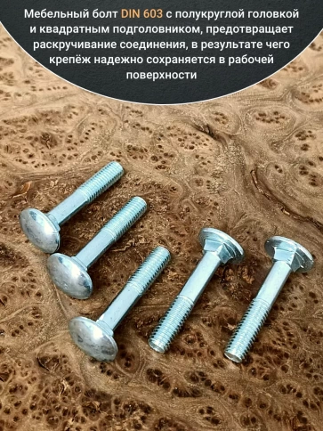 Болт мебельный 10х50 полукруглая головка ОЦ DIN 603,20 шт. фото 4