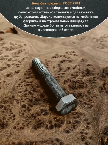 Болт без покрытия 10х60 мм ГОСТ 7798, 10 шт. фото 5