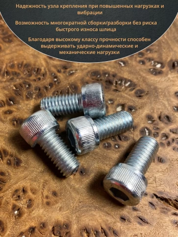 Винт под шестигранник 12х20 мм ОЦ к.п.12.9 DIN912,  10 шт. фото 5