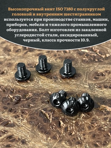 Винт чёрный 4х5 ISO 7380 под шестигранник к.п.10.9 фото 7
